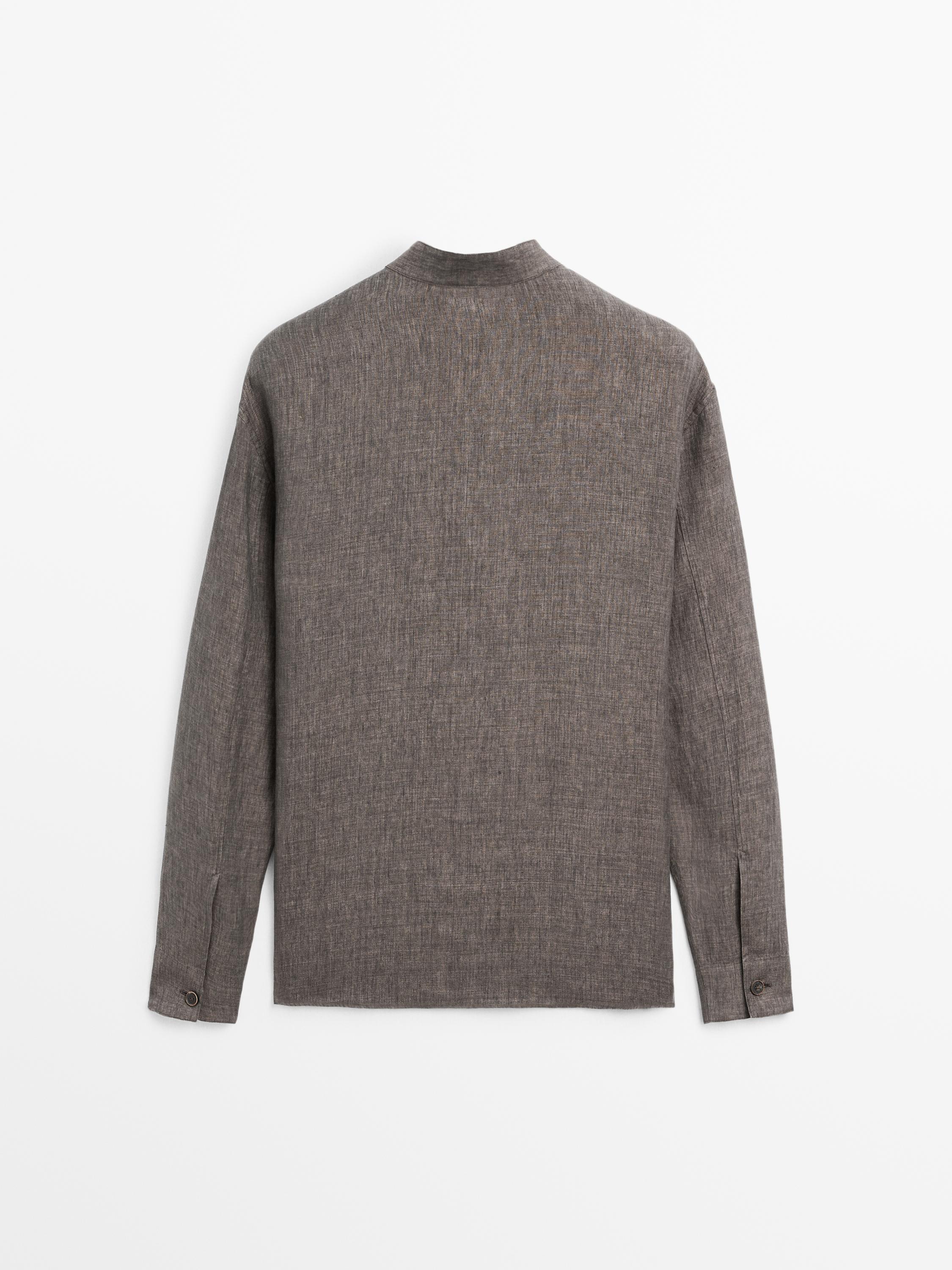 Relaxed fit overshirt with a stand collar