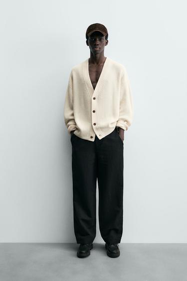 RELAXED FIT TEXTURED CARDIGAN - Ecru by Zara - Image 0