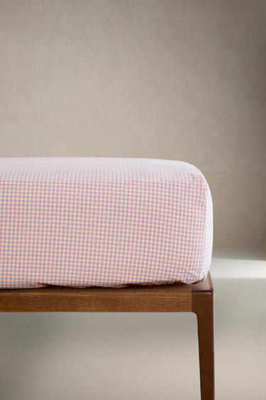 KIDS' GINGHAM COTTON FITTED SHEET - Multicoloured by Zara