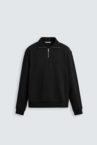 BASIC QUARTER-ZIP SWEATSHIRT - Black by Zara