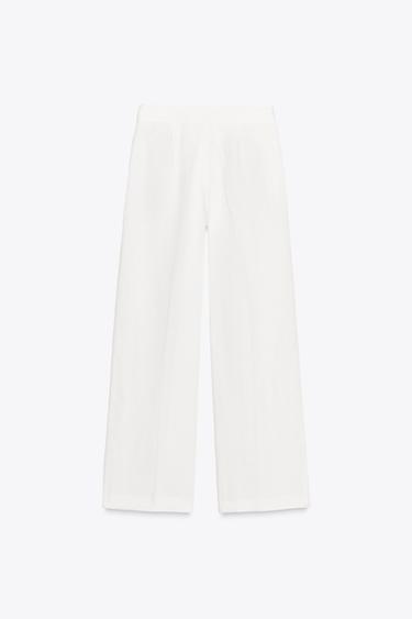 PANTALON MÉLANGE LIN PINCES ZW COLLECTION - Blanc de Zara - Image 6