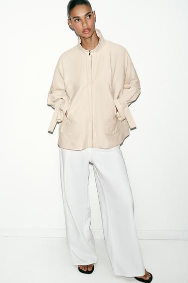 Zara FLUID HIGH NECK JACKET - Dark beige - Image 0