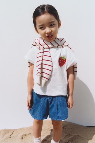 QUẦN SHORT BERMUDA VẢI DENIM XẾP LI BẢN TO - Màu xanh nhạt từ Zara