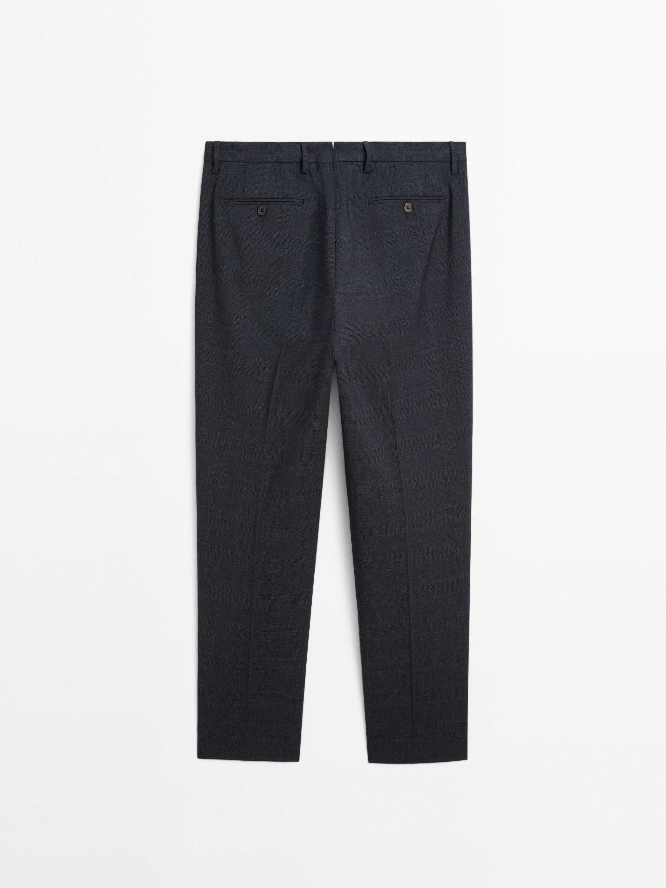 Pantalon de costume à carreaux 100 % laine