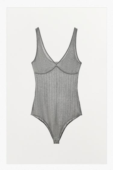 VISCOSE BLEND KNIT BODYSUIT - Grey marl by Zara