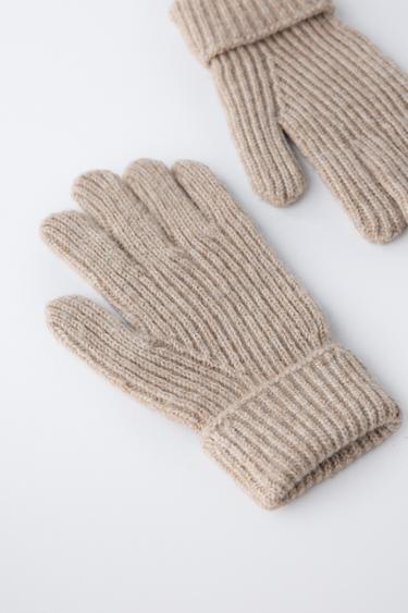GANTS EN MAILLE LISSE - Marron clair de Zara - Image 1