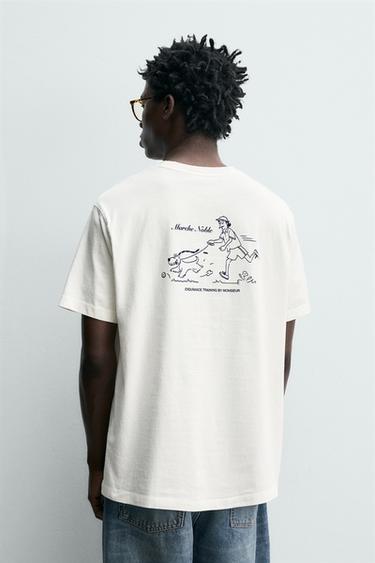 تيشيرت بطبعة متباينة - بيج فاتح by Zara