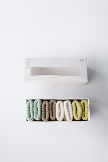 Zaras FYRPACK STRUMPOR MED FÄRGER - Grönaktig