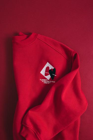 HEART SWEATSHIRT - Red by Zara