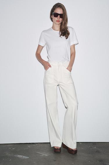 JEAN ZW COLLECTION FULL LENGTH TAILLE HAUTE - Blanc cassé de Zara - Image 4