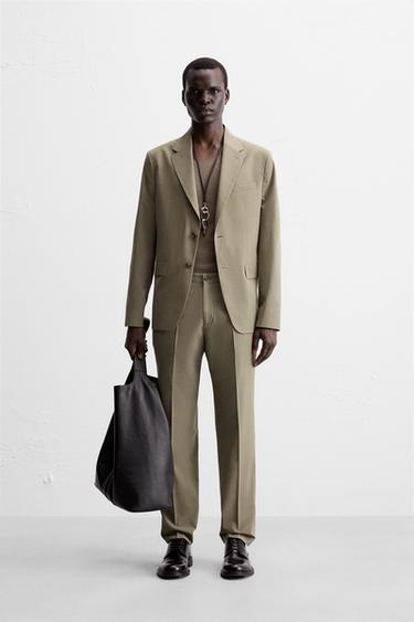 TEXTURED SUIT TROUSERS - Brown / Taupe by Zara