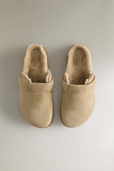 MULES CHAUDES CUIR - Beige clair de Zara - Image 2