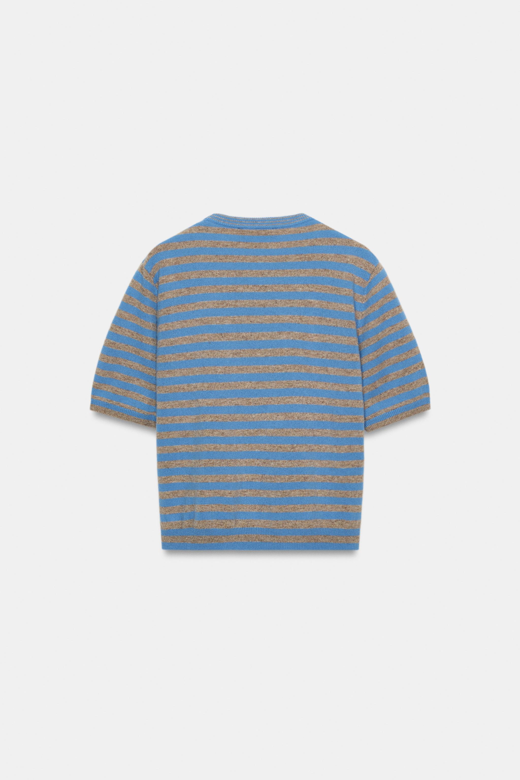 PULL 100% LAINE MANCHES COURTES RAYURES