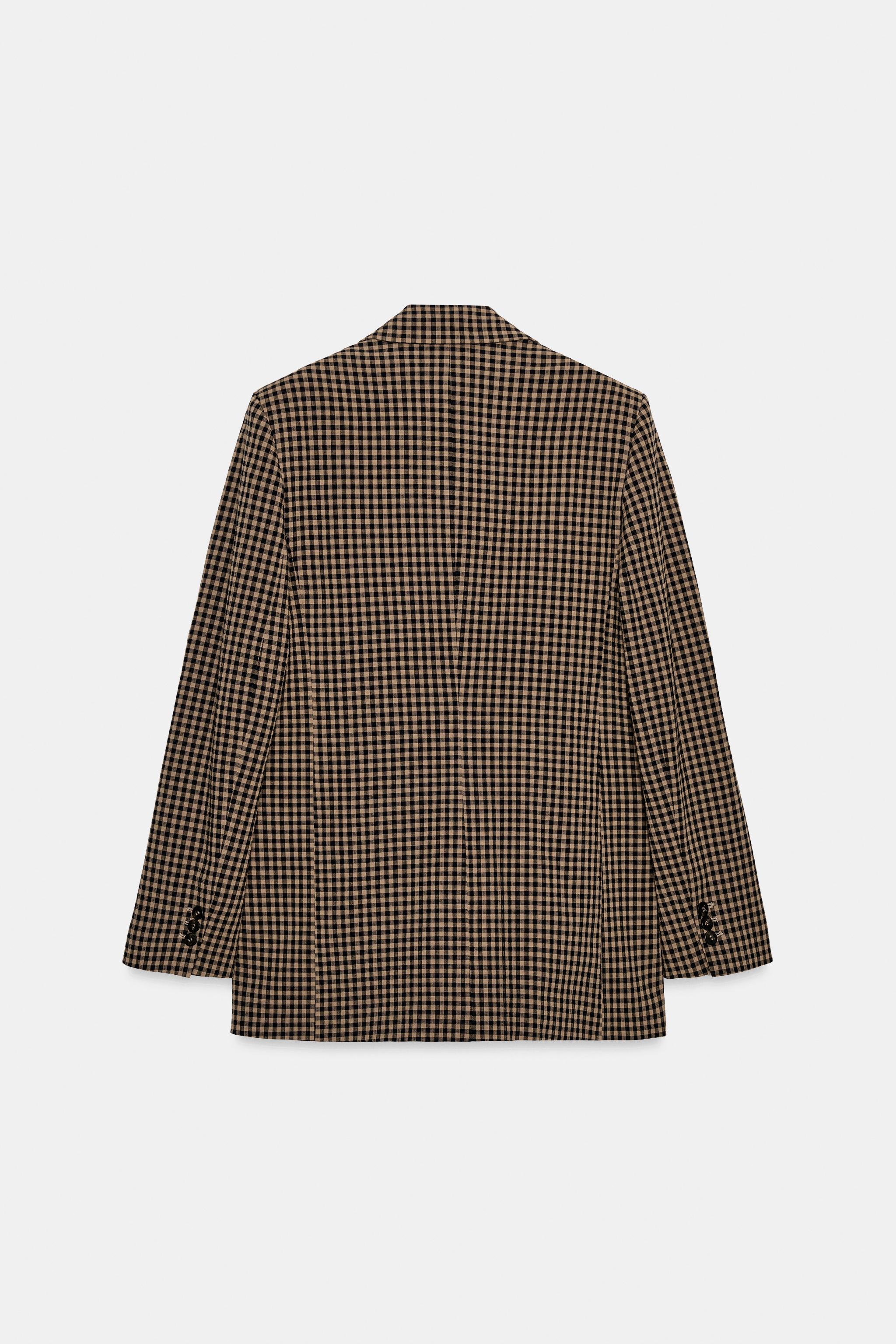 オーバーサイズギンガムチェック柄ブレザー - ベージュブラウン | ZARA