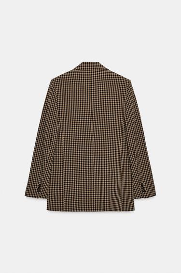 OVERSIZED GINGHAM BLAZER - Beige-brown by Zara - Image 7