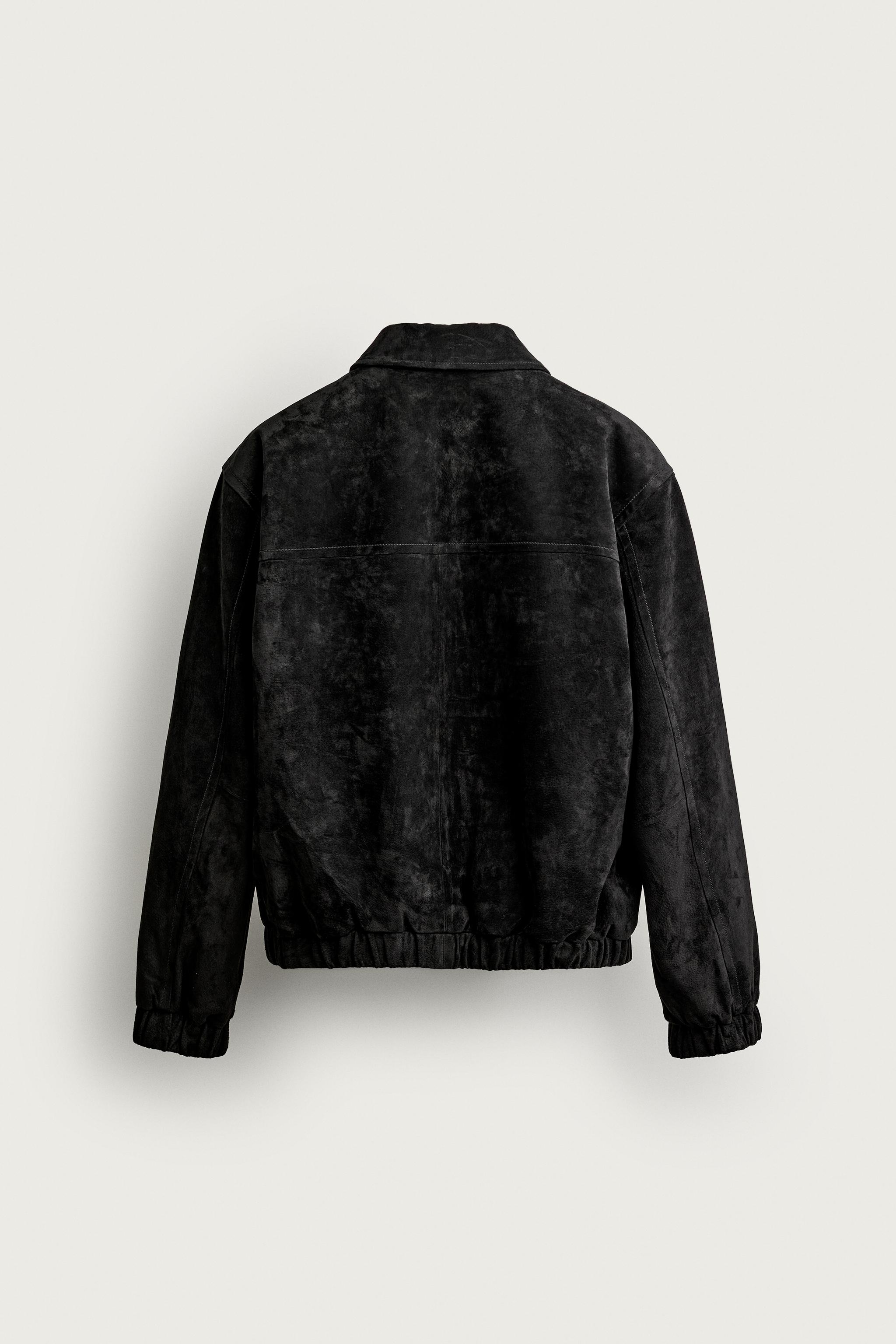 SUEDE LEATHER JACKET — Black