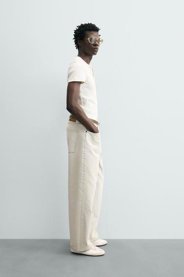 RIB HENLEY T-SHIRT - Oyster-white by Zara - Image 3
