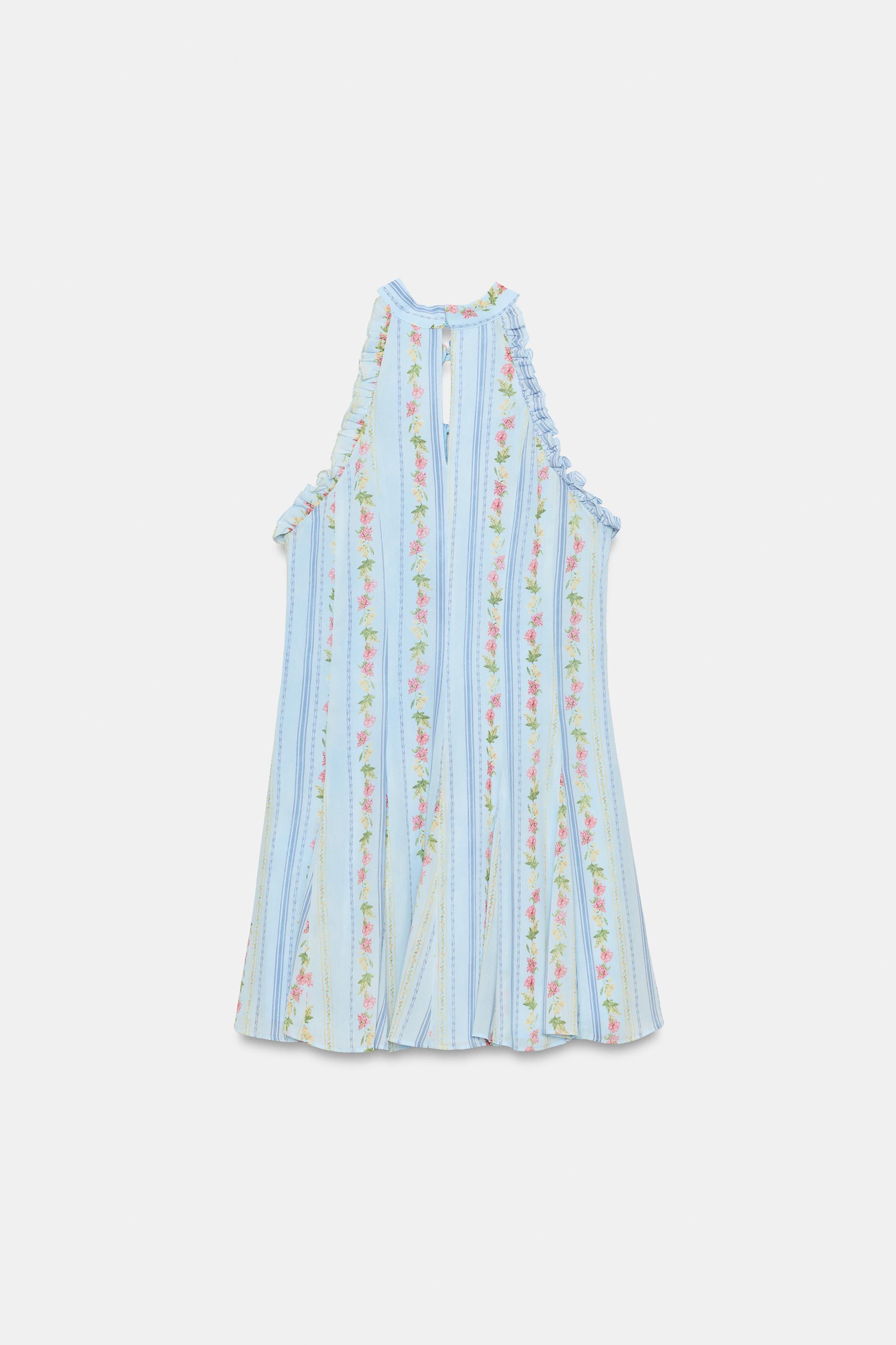 Женские платья Zara FLORAL PRINT HALTER MINI DRESS — фото 9