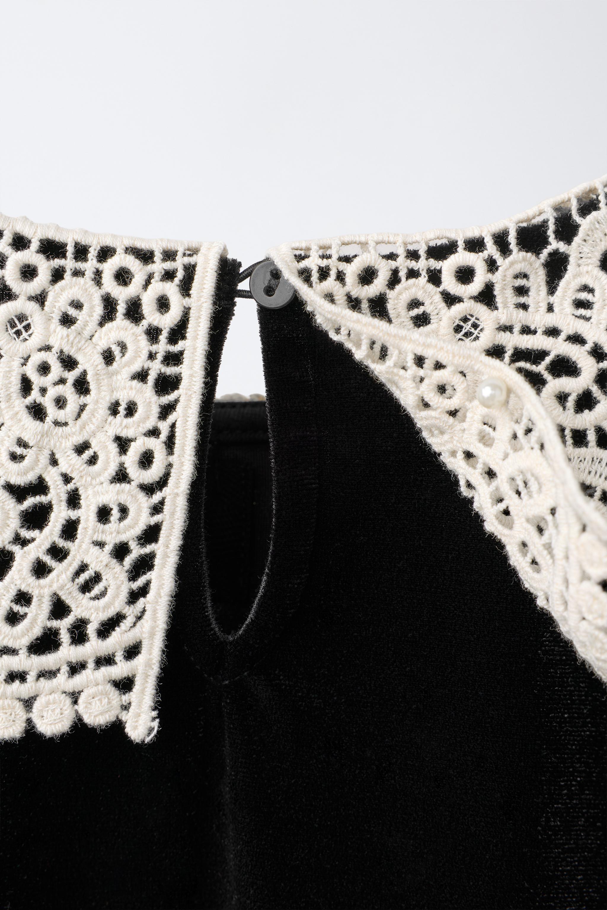 ROBE VELOURS COL CROCHET