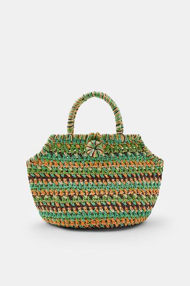 STRIPED BRAIDED MINI BASKET BAG - Multicoloured by Zara