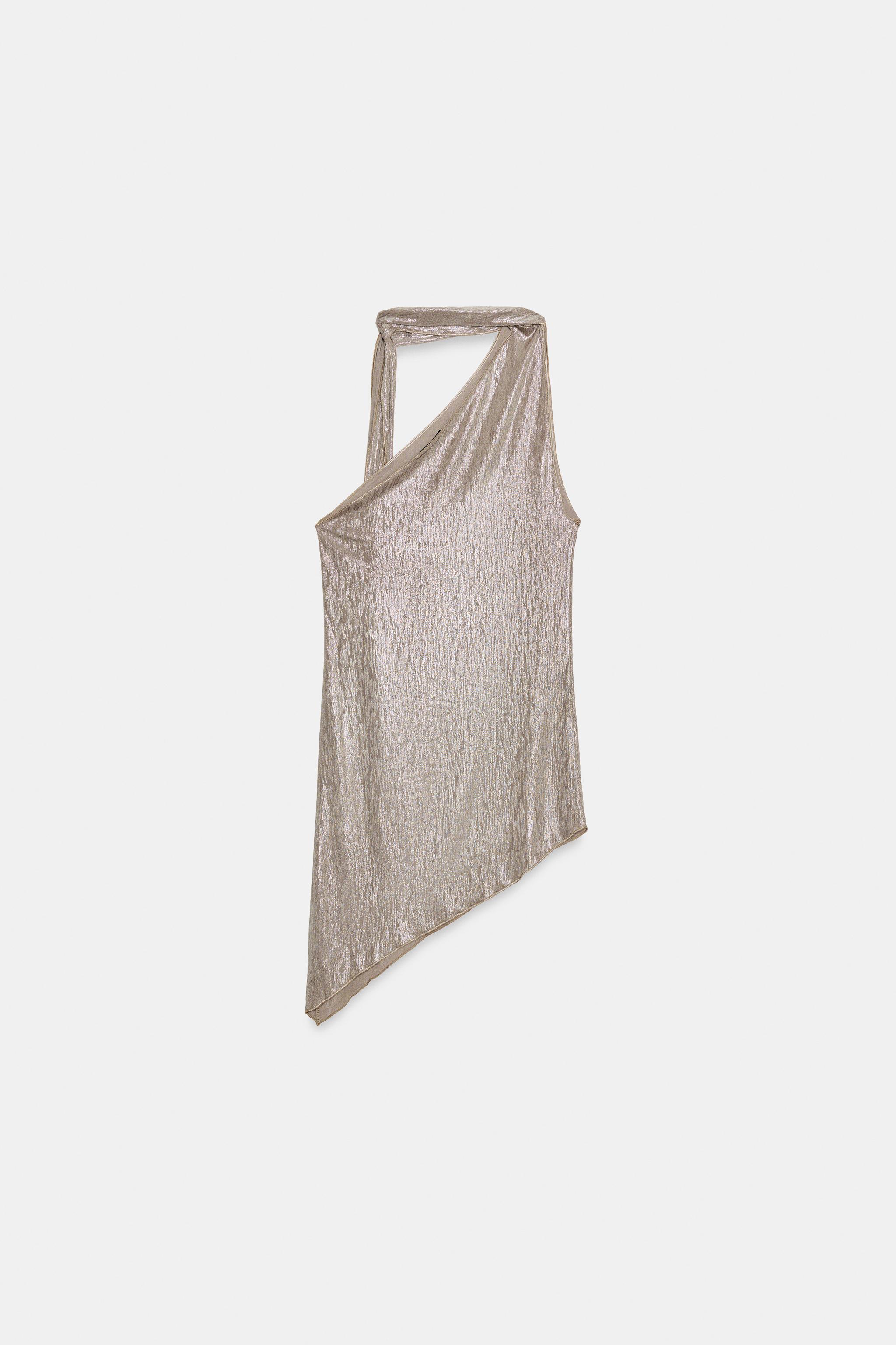 METALLIC EFFECT SCARF ASYMMETRIC TOP