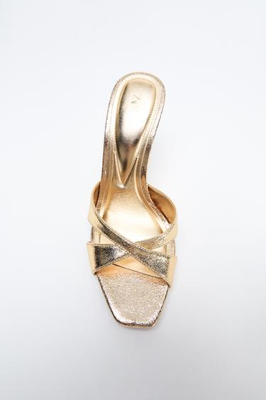 LAMINATED SLINGBACK SANDALS - Gold by Zara