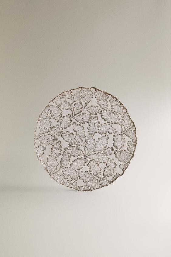 CHRISTMAS GLITTER POINSETTIA GLASS DESSERT PLATE - Silver | ZARA United ...