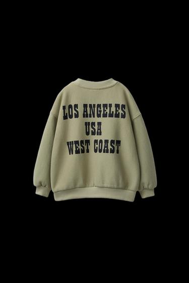 SLOGAN PRINT SWEATSHIRT - Light khaki by Zara