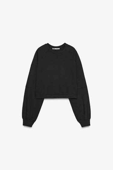SUDADERA CROP - Negro de Zara