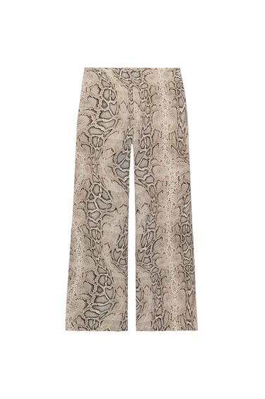 PANTALÓN FLUIDO ESTAMPADO ANIMAL ZW COLLECTION - Serpiente / Tostado de Zara