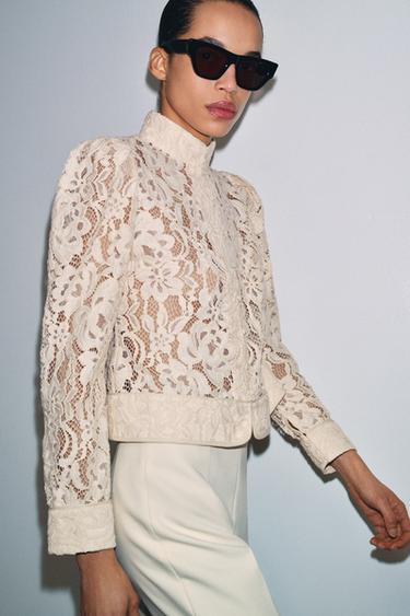 Zara ZARA WOMAN COLLECTION 蕾絲西裝外套 - 裸色