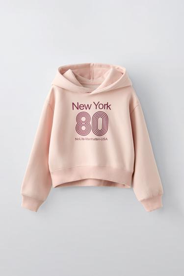 SUDADERA TEXTO CROP FIT - Rosa de Zara - Imagen 0