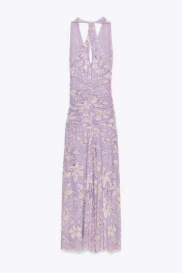 ROBE LONGUE EN TULLE IMPRIMÉ - Lilas de Zara - Image 7