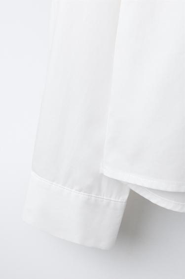 POPLIN SHIRT WITH POCKET - White by Zara - Image 3