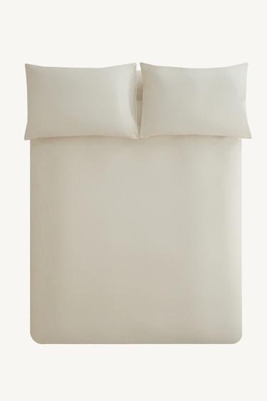 REVERSIBLE PERCALE COTTON DUVET COVER - Ecru by Zara
