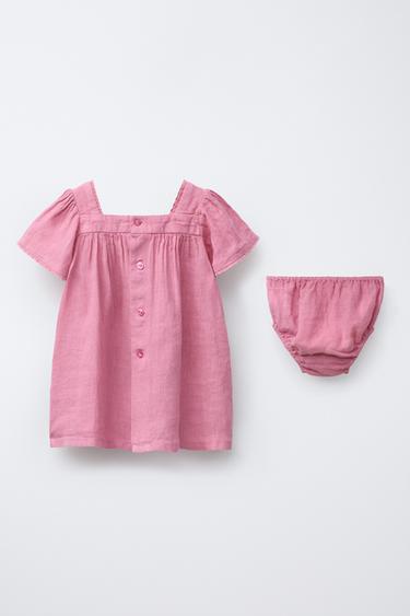 ROBE EN LIN AVEC DENTELLE ET CULOTTE - Fuchsia de Zara - Image 1