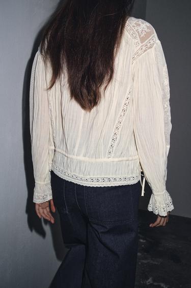 BLOUSE ROMANTIQUE BRODÉE ZW COLLECTION - Écru de Zara - Image 3