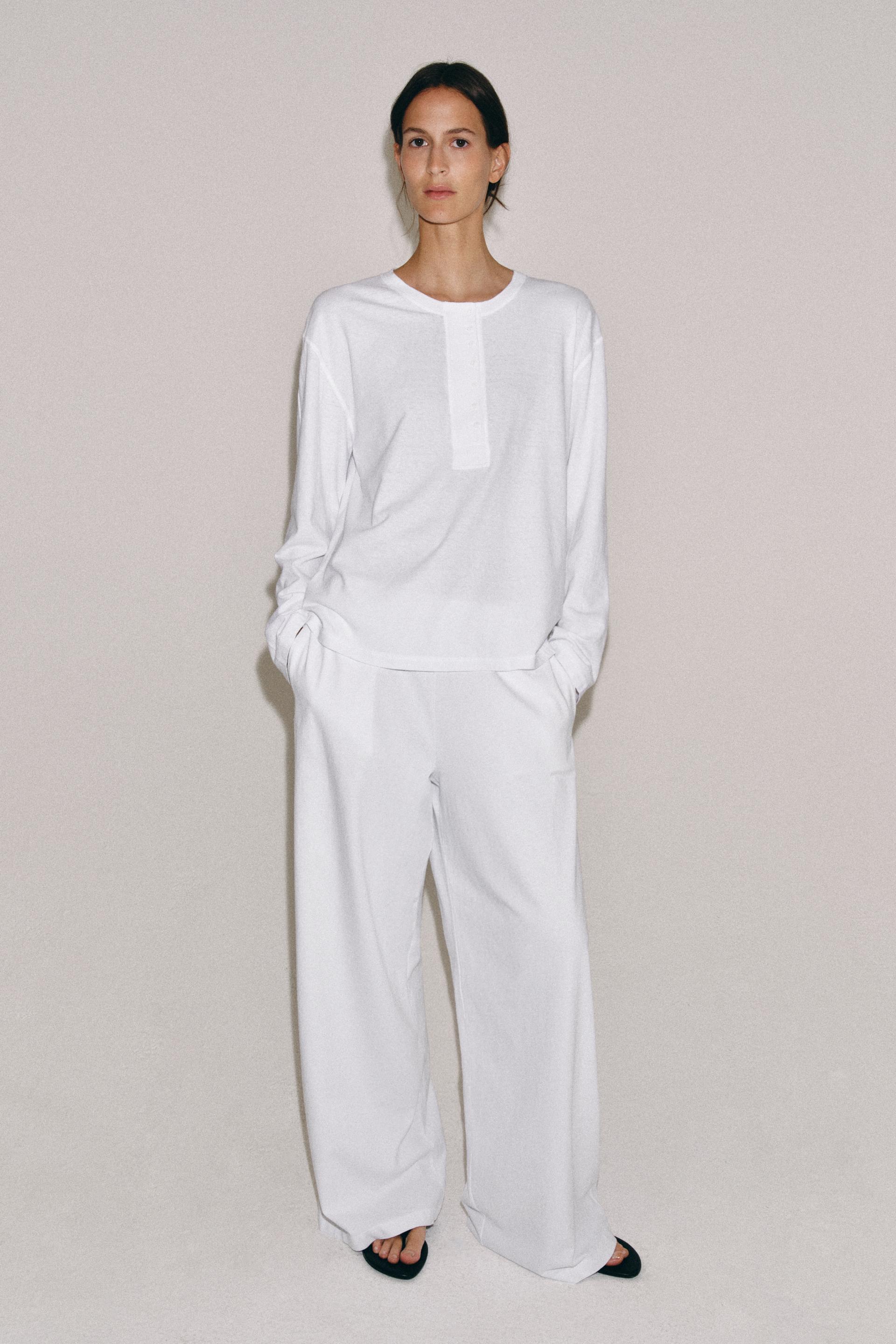 Henley T-Shirt With Linen Blend