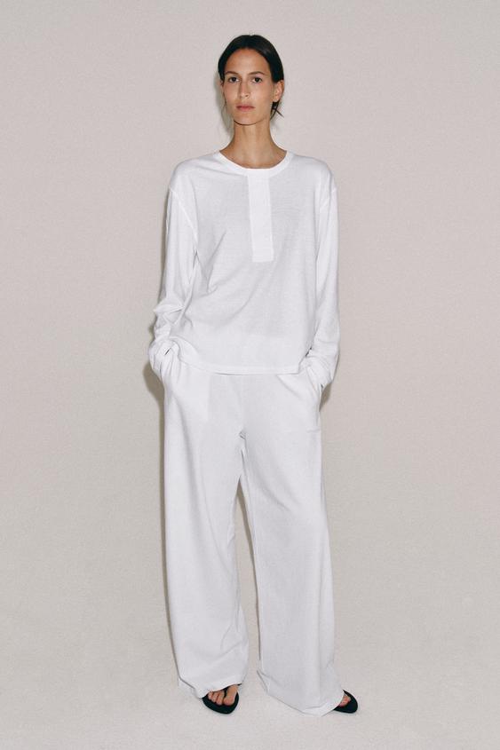 LINEN BLEND HENLEY SHIRT from Zara - $45.90