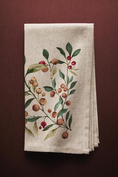 Zaras SET MED JULSERVETTER I BOMULL MED GRENAR (2-PACK) - Naturfärg