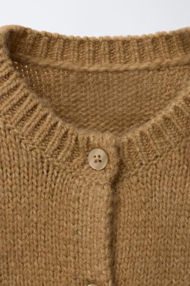 KNIT CARDIGAN WITH ORGANZA BOW - Caramel by Zara - Image 2