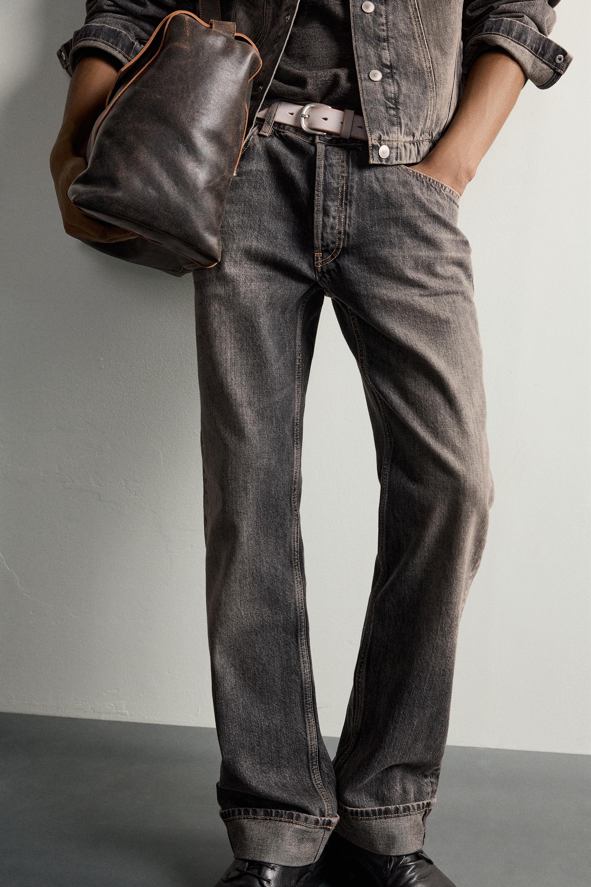 CONTRAST CUFF STRAIGHT JEANS