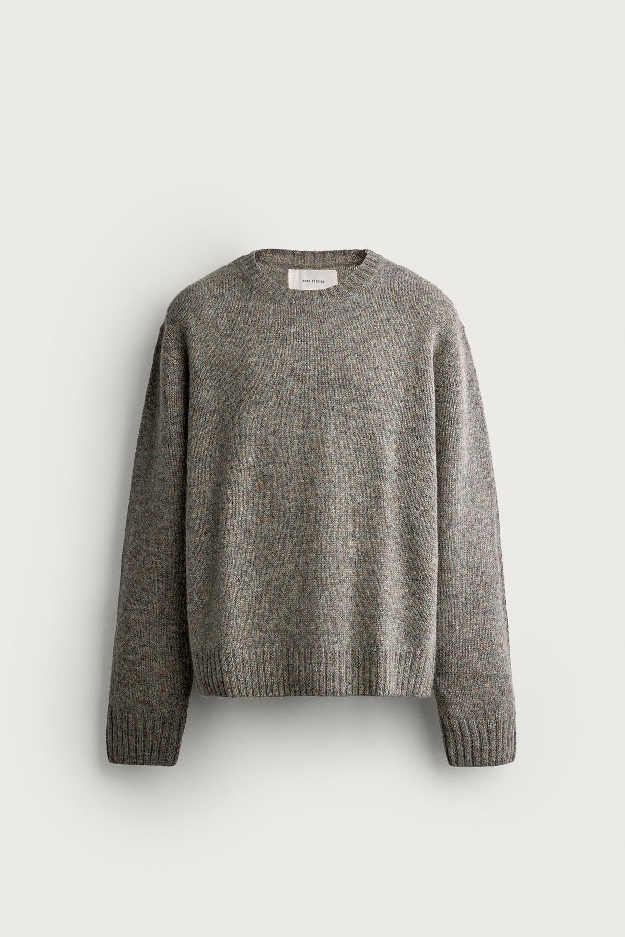 100% WOOL REGULAR FIT JUMPER — Taupe gray