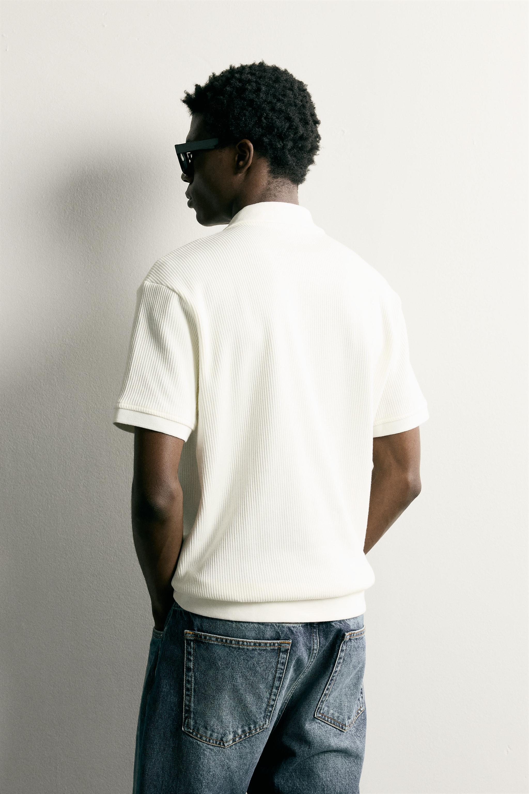 Zara DİKEY DOKULU POLO T-SHIRT görsel 3