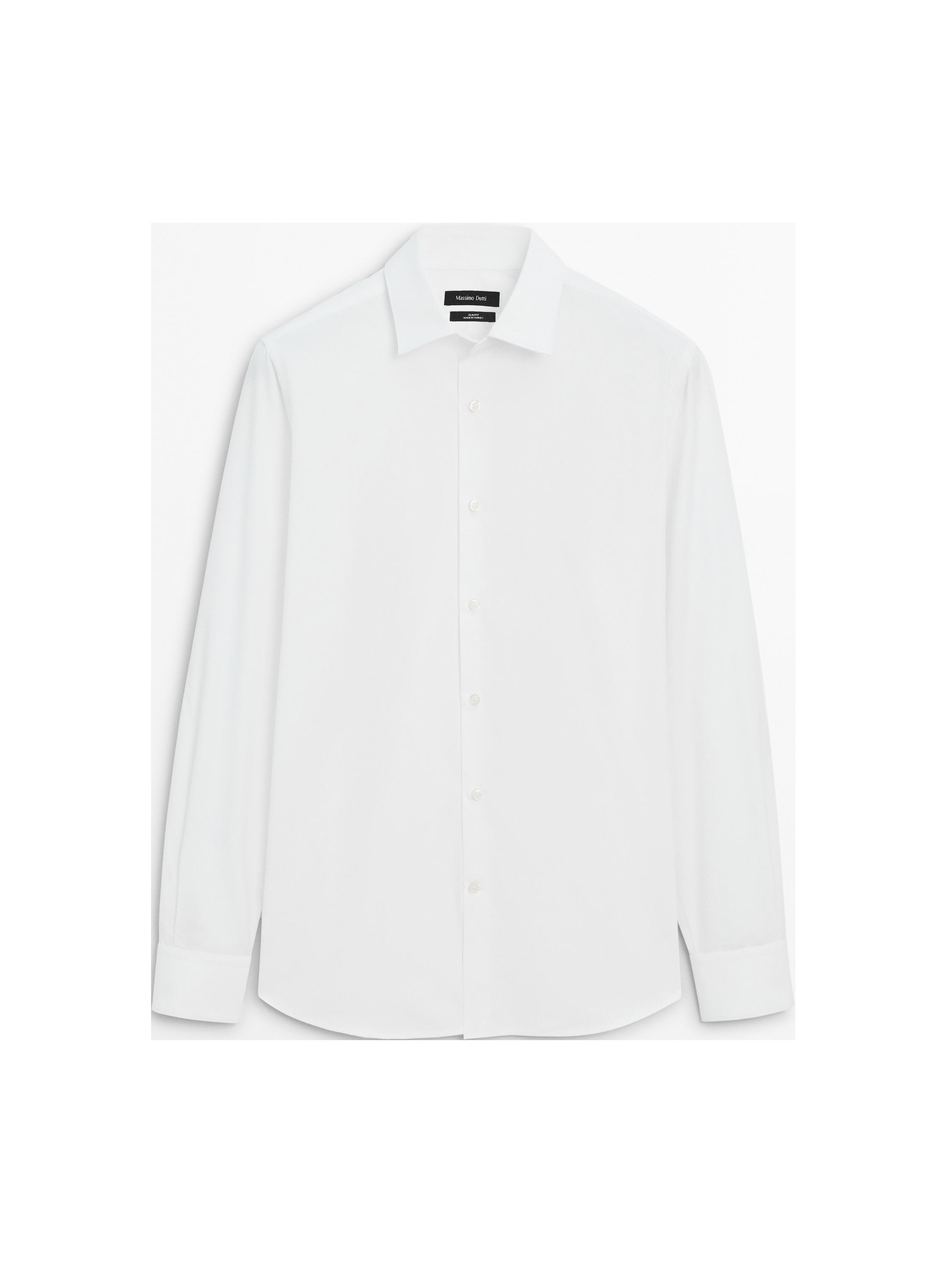 Slim fit 100% cotton poplin shirt — White