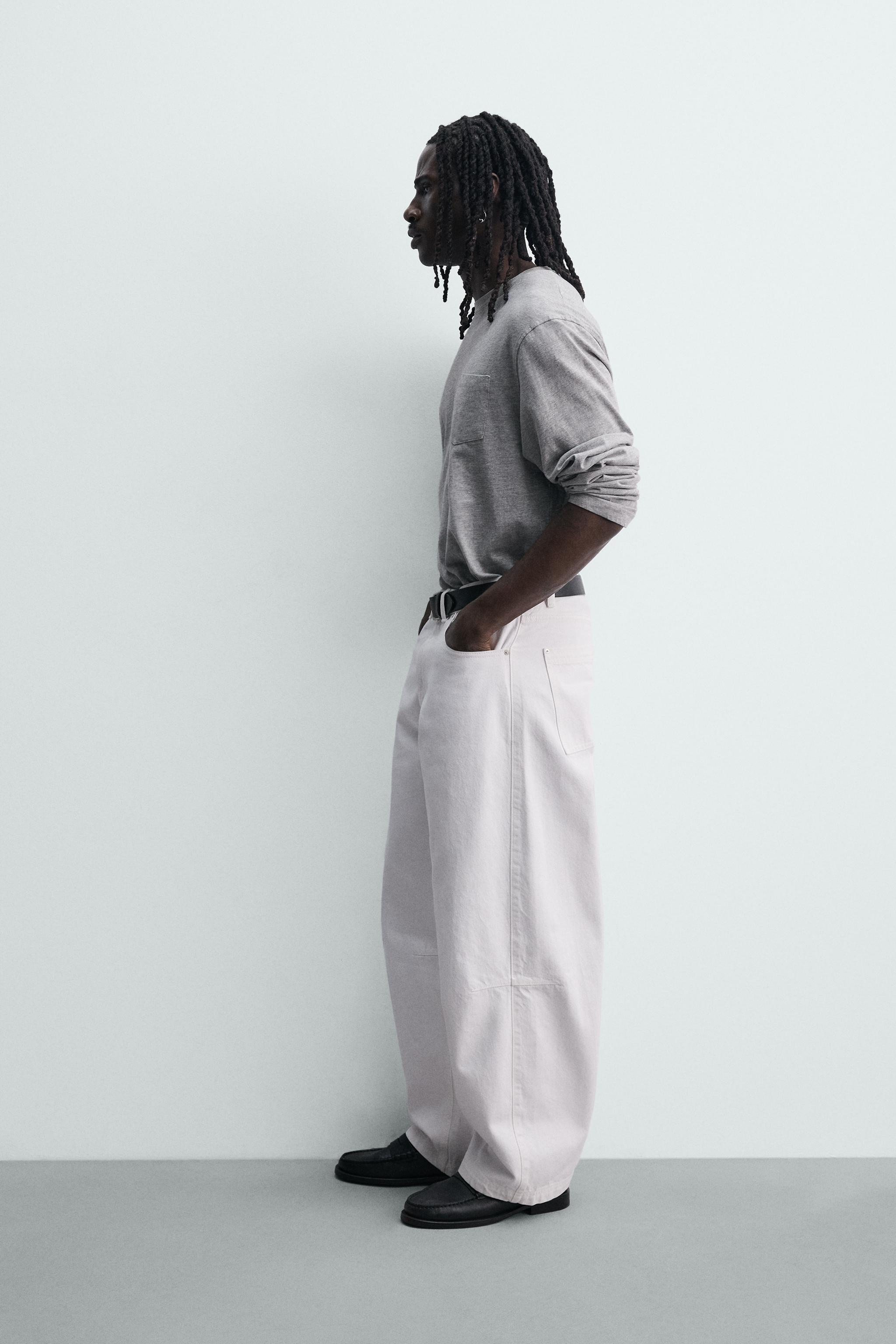 BARREL FIT PANTS — White