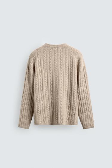 CABLE-KNIT SWEATER - camel by Zara - Image 7