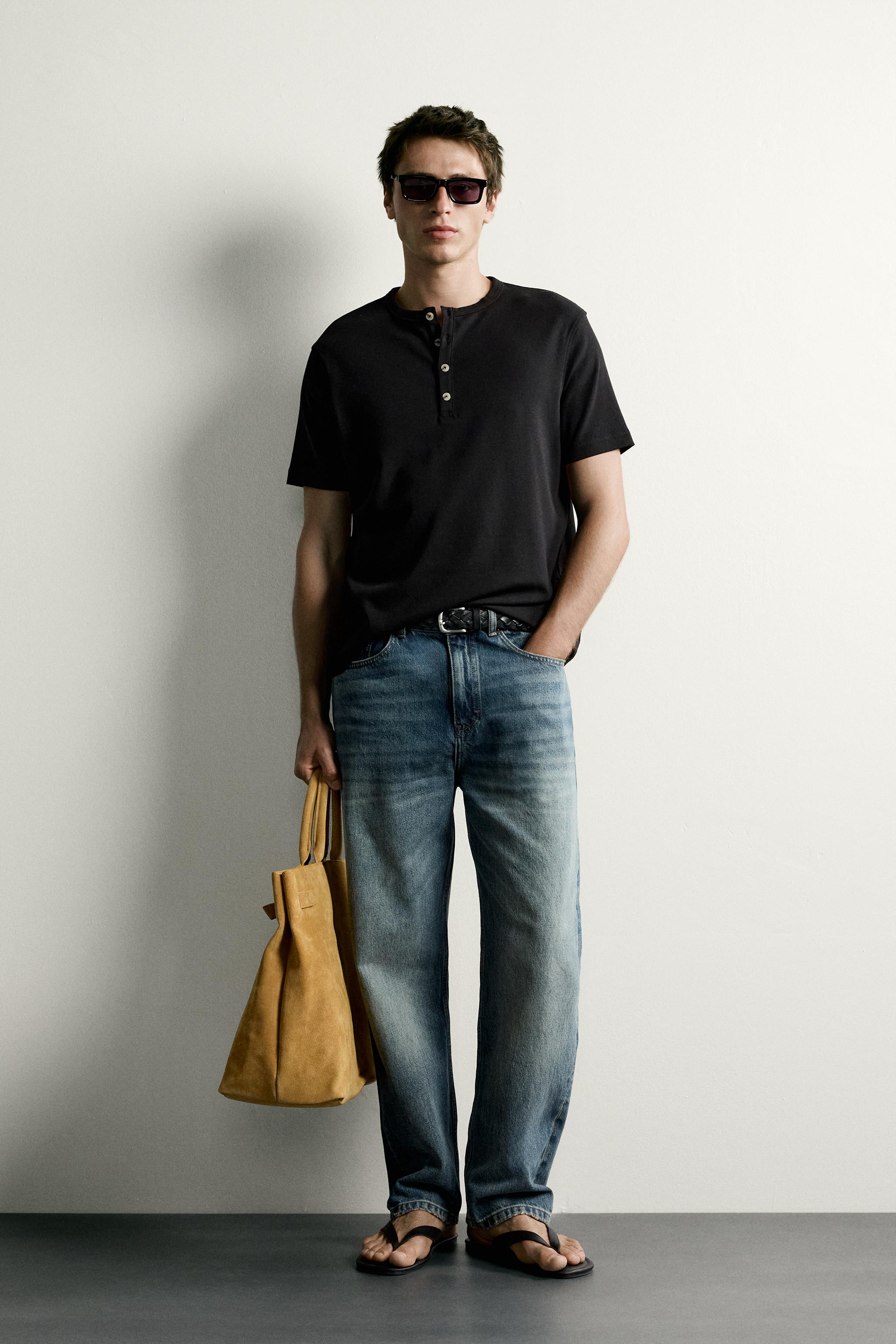 Мужские футболки Zara REGULAR FIT HENLEY T-SHIRT