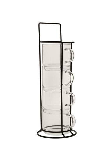 BOROSILICATE GLASS CUP TOWER (SET OF 4) - Transparent by Zara