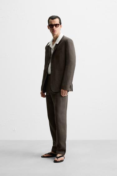 100% LINEN SUIT BLAZER - Brown by Zara - Image 3